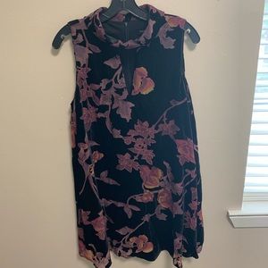 Black Crushed Velvet V-neck Dress- Size 12